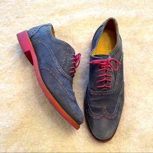 COLE HANN Blue Suede Oxfords 8